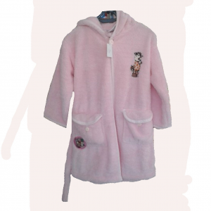 NICI vestaglia rosa con giraffa ricamata in peluches morbidissima con cinta 