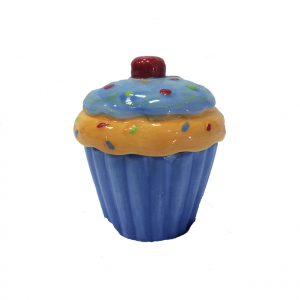 Scatolina in ceramica dipinta a CUP CAKE arancione blu porta oggetti e gioielli 