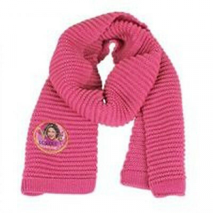 VIOLETTA sciarpa in lana rosa e fili dorati da bambina 