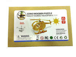 ELICOTTERO con pannello solare puzzle legno naturale anni 6+ verniciabile