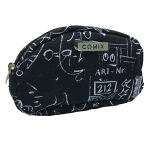 Beauty porta oggetti COMIX in cordura fantasia nero con zip 11x17,5x5 cm circa