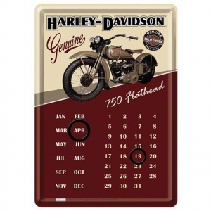 HARLEY DAVIDSON calendario perpetuo con moto  in latta 10x14,5cm ufficiale