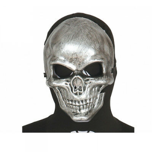 Maschera scheletro argento in plastica dura halloween party feste da adulto