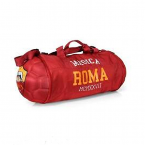 ROMA borsone rosso sport tempo libero pieghevole richiudibile con zip a pallone