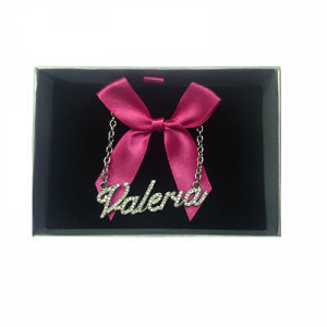 Collana nome VALERIA con strass in acciaio 40 cm con scatolina regalo by VIRCA