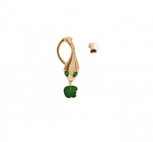 Single earring in rose gold, jade and emerald