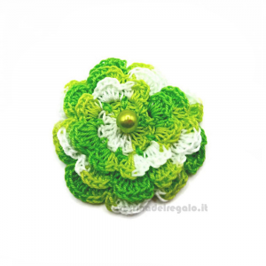Fiore per applicazioni verde acido ad uncinetto 5.5 cm - 5 PEZZI - Handmade in Italy