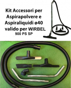900 PS SP KIT tubo flessibile e Accessori for Wet & Dry Vacuum Cleaner ø40 valid for WIRBEL