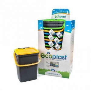 Pattumiera Ecoplus Capacità 35 Litri Colorato In Plastica con Coperchio Giallo Indifferenziata Casa