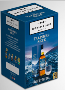 Whisky Talisker skye conf. 2 bott. Cl.70 + 4 bicchieri. + 10 menu’