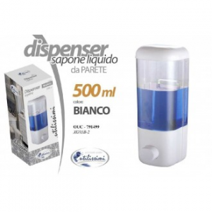 Gicos Dispenser Sapone Capienza 500 ml Bianco Un solo Erogatore Da Parete per Sapone Liquido