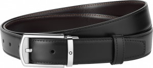 Cintura Montblanc reversibile black/brown con fibbia in finitura palladio lucida e opaca