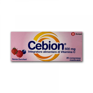 Cebion 500 mg - 20 compresse Integratore di Vitamina C masticabili senza zucchero Gusto frutti di bosco