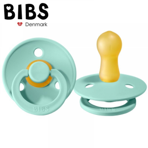 Ciuccio Bibs Colour - Baby MINT - Tettarella in Gomma Naturale - Made in Denmark - con Mascherina Rotonda e Tettarella - Senza BPA, PVC e Ftalati