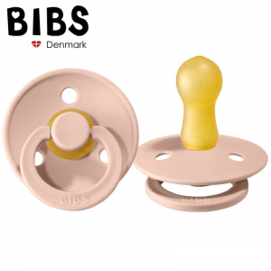 Ciuccio Bibs Colour - Blush - Tettarella in Gomma Naturale - Made in Denmark - con Mascherina Rotonda e Tettarella - Senza BPA, PVC e Ftalati
