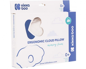 Kikka Boo - guanciale ergonomico in memory foam - velluto di cotone pregiato - White