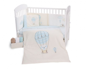 Kikka Boo - set di biancheria da letto per bambini realizzato in cotone ranforce di prima qualità al 100%; 6 Pz misura 60/120 - Puppy on Balloon