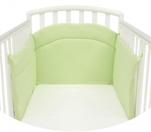 Morbido Paracolpi Lettino Neonato e Bambino Lavabile Protezione Avvolgente Imbottitura Spessore 4 Cm Tessuto Cotone Certificato - Made In Italy - Colore Verde