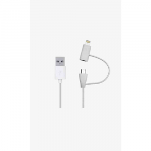 Lightning and micro USB cable 1,2 m MFI - White