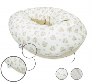 Babysanity® Cuscino Gravidanza Di Qualità' Per Un Allattamento Confortevole Del Neonato Cotone 100% - Made In Italy - (Cagnolino beige)
