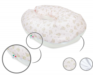 Babysanity® Cuscino Gravidanza Di Qualità' Per Un Allattamento Confortevole Del Neonato Cotone 100% - Made In Italy - (Palloncino Rosa)