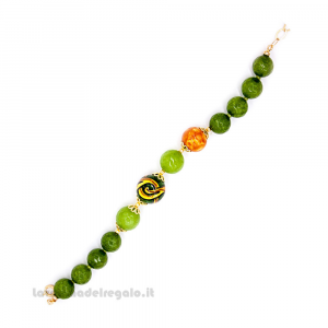 Bracciale agata verde con sfere in ceramica di Caltagirone - Gioielli Siciliani