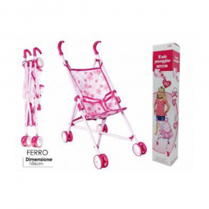 General Trade Il Mio Passeggino Rosa Passeggino in Ferro Rosa Colorato Decorato per Bambole e Bambolotto Bambine