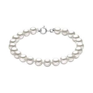 Bracciale perle da donna Comete gioielli con moschettone basic in oro bianco 