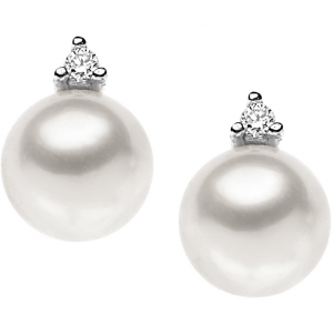 Orecchini in oro bianco con perle e diamante comete gioielli orp543