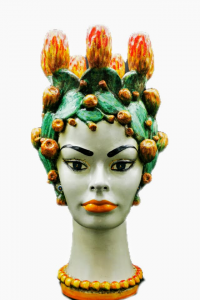 Head of Woman with Prickly Pear Candle Holder