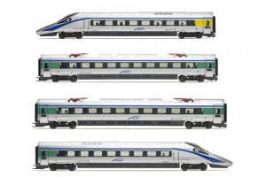 CISALPINO, set di 4 unità, treno ETR 610 livrea origine, contenente 2 unità di testa (una motorizzata, una folle) e due carrozze intermedie, epoca VI