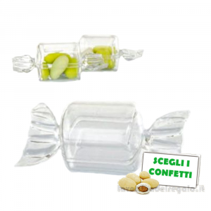Portaconfetti trasparente Bomboniera caramella in plexiglass 6x3.5 cm - Contenitori