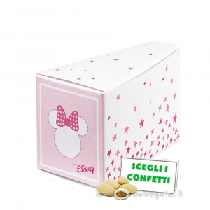 Scatola Portaconfetti rosa Fetta di torta Bomboniera Battesimo Bimba Minnie Stars 8x4.5x5 cm
