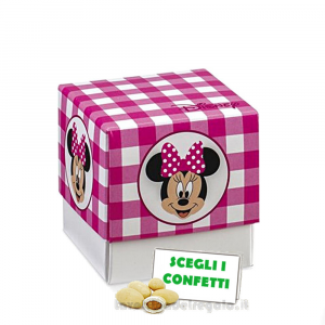 Portaconfetti Minnie Disney Party Rosa 9x9x9 cm - Scatole battesimo bimba