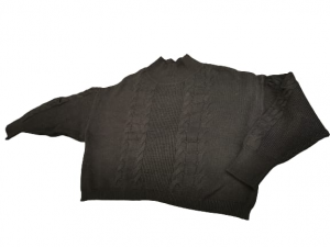 Maglia Maglioncino donna | collo lupetto | colore nero| motivo treccia | lana e viscosa | Made in Italy