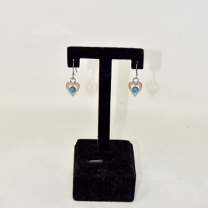 Silver Earrings Pendents With Stone Light Blue