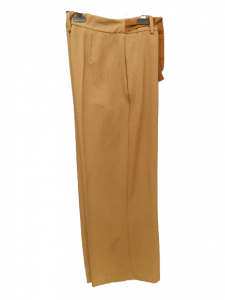 Pantalone donna beige largo | cintura in vita |tasche oblique |made in Italy