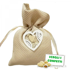 Portaconfetti Tortora con cuore 11x13.5 cm - Sacchetti matrimonio