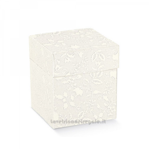 Scatola pieghevole Portaconfetti bianca Bomboniera con coperchio linea Hamony - Varie Dimensioni