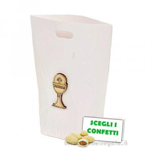 Portaconfetti con spighe e calice 6x3.5x11 cm - Scatole comunione