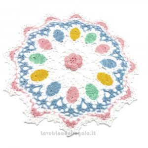 Centrino colorato di Pasqua ad uncinetto ø 33 cm - Handmade in Italy