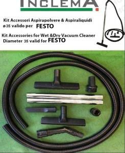KIT tubo flessibile e Accessori Aspirapolvere & Aspiraliquidi ø35 (tubo diametro 32) valido per FESTO
