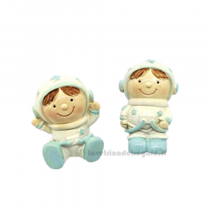 Bomboniera Comunione Magnete bambino Astronauta Celeste in resina 5 cm