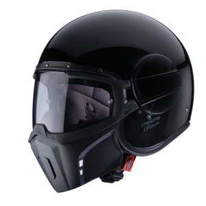 Casco jet Caberg Ghost con maschera removibile nero verniciato