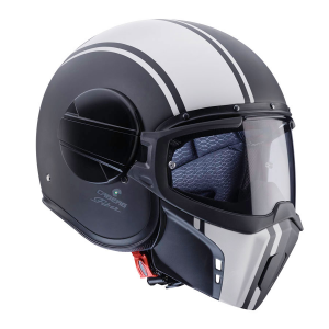Casco jet Caberg Ghost Legend con maschera removibile nero opaco - bianco