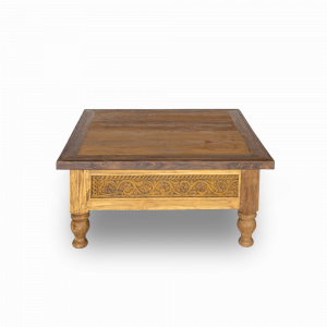 Tavolino da salotto quadrato in legno di teak recuperato