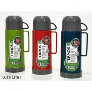 Thermos Con Tazza Compresa Capacità Massima 450 ml Disponibile in Colori Assortiti Verde Rosso Blu Mantenere Bevande Al Caldo Casa