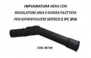 LAFN85073 Impugnatura curvetta nera piegata con regolatore aria et ghiera filettata pour Aspirateur Soteco et IPC ø36
