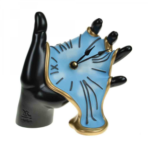 Orologio da tavolo Mano nero/azzurro in resina decorata a mano