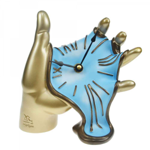 Orologio da tavolo Mano oro/azzurro in resina decorata a mano